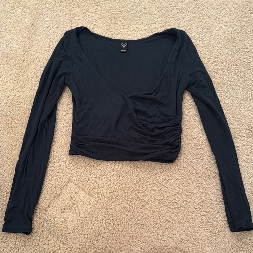 Elegant Dark Green Long Sleeve Top
